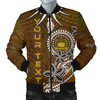 Samoa Custom Personalised Men's Bomber Jackets - Polynesian Boar Tusk Brown - Polynesian Pride