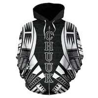 Chuuk All Over Zip up Hoodie Black Tattoo Style - Polynesian Pride