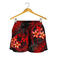 Tonga Polynesian Women Shorts - Red Plumeria - Polynesian Pride