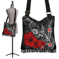 Polynesian Hawaii Crossbody Boho Handbag - Humpback Whale with Hibiscus (White) - Polynesian Pride