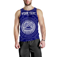American Samoa Personalised Men's Tank Top - Seal In Polynesian Tattoo Style ( Blue) - Polynesian Pride