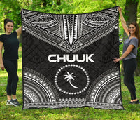 Chuuk Premium Quilt - Chuuk Flag Polynesian Chief Black Version Black - Polynesian Pride