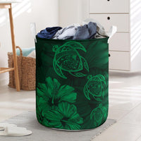 Hibiscus Turtles Hawaii Laundry Basket Green AH Laundry Basket - 3 One Size Green - Polynesian Pride
