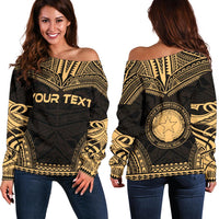 Northern Mariana Island Polynesian Chief Custom Personalised Women's Off Shoulder Sweater - Gold Version Gold - Polynesian Pride
