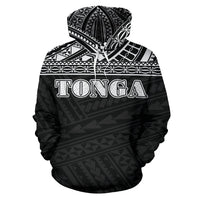 Tonga All Over Hoodie Polynesian Black Version - Polynesian Pride