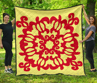 Hawaiian Quilt Turtle Pattern New Yellow Premium Quilt - Skin Style - AH Yellow - Polynesian Pride