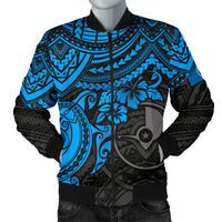 Yap Polynesian Bomber Jacket (Men) - Blue Turtle Blue - Polynesian Pride