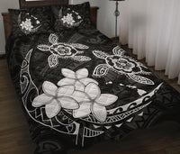 Hawaii Polynesian Turtle Plumeria Quilt Bed Set - Pog Style White - Polynesian Pride