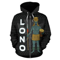 Polynesian Hawaii Zip up Hoodie Lono Hawaiian God of the Myths and Legends - Polynesian Pride
