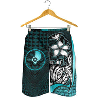 Yap Micronesian Men's Shorts Turquoise - Turtle With Hook - Polynesian Pride