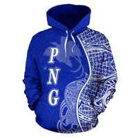 Papua New Guinea Polynesian Hoodie Coconut Tree Blue - Polynesian Pride