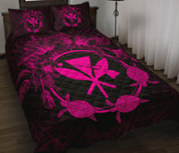 Hawaii Kanaka Turtle Hibiscus Polynesian Quilt Bed Set - Anthea Style Pink Twin Art - Polynesian Pride
