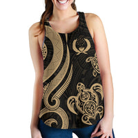 Pohnpei Micronesian Women Racerback Tank - Gold Tentacle Turtle - Polynesian Pride
