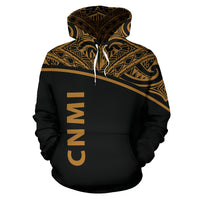 Northern Mariana Islands Polynesian All Over Hoodie Gold Curve Version - Polynesian Pride