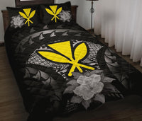 Kanaka Maoli (Hawaii) Polynesian Quilt Bed Set Hibiscus Gray Black - Polynesian Pride