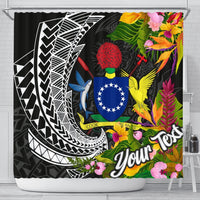 Cook Islands Shower Curtains - Custom Personalised Seal Spiral Polynesian Patterns 177 x 172 (cm) Black - Polynesian Pride