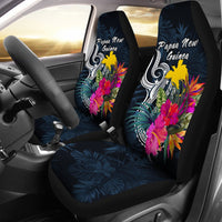 Papua New Guinea Polynesian Car Seat Covers - Tropical Flower Universal Fit Blue - Polynesian Pride