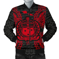 Samoa Polynesian Men's Bomber Jacket Map Red Red - Polynesian Pride