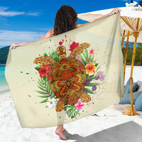 Hawaii Turtle Life Hibiscus Design Sarong Sarong One size Beige - Polynesian Pride