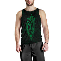 Hawaii Kakau Makau Fish Hook Kanaka Map Men's Tank Top Polynesian - Green - Polynesian Pride