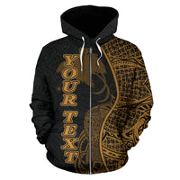 Papua New Guinea Polynesian Custom Zip up Hoodie Coconut Gold - Polynesian Pride