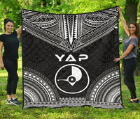 Yap Premium Quilt - Yap Flag Polynesian Chief Black Version Black - Polynesian Pride