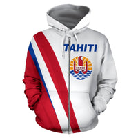 Tahiti Zip up Hoodie Tahiti Flag Special Version - Polynesian Pride
