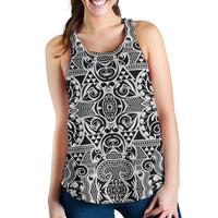 Polynesian Kakau Turtle Women's Racerback Tank Top White - Polynesian Pride