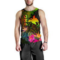 Papua New Guinea Polynesian Men's Tank Top - Hibiscus and Banana Leaves - Polynesian Pride