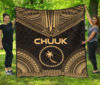 Chuuk Premium Quilt - Chuuk Flag Polynesian Chief Gold Version Gold - Polynesian Pride