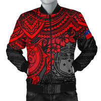 Samoa Polynesian Bomber Jacket (Men) - Red Turtle Red - Polynesian Pride