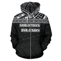 Solomon Islands All Over Zip up Hoodie Polynesian Back Version - Polynesian Pride