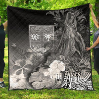 Fiji Premium Quilt - Humpback Whale with Tropical Flowers (White) - Polynesian Pride