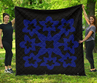 Hawaiian Premium Quilt Royal Pattern - Black And Blue - A1 Style Blue - Polynesian Pride