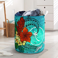 Chuuk State Laundry Basket - Custom Personalised Tropical Flowers Style Laundry Basket - Chuuk State One Size Blue - Polynesian Pride