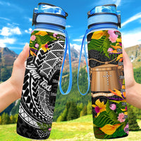 Tokelau Custom Personalised Hydro Tracking Bottle - Seal Spiral Polynesian Patterns Hydro Tracking Bottle - Tokelau 32oz Large Black - Polynesian Pride