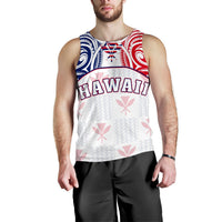 Hawaiian Kanaka Men's Tank Top Flag Nation Demodern White AH - Polynesian Pride