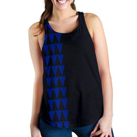 Hawaii Kakau Polynesian Turtle Map Women's Racerback Tank - Blue - Polynesian Pride