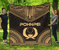 Pohnpei Premium Quilt - Pohnpie Flag Polynesian Chief Gold Version Gold - Polynesian Pride
