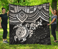 Cook Islands Polynesian Premium Quilt - White Turtle - Polynesian Pride