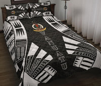 Vanuatu Quilt Bed Set - Vanuatu Coat Of Arms White Tattoo Style - Polynesian Pride