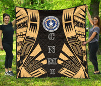Northern Mariana Islands Premium Quilt - Northern Mariana Islands Seal Polynesian Gold Tattoo Gold - Polynesian Pride