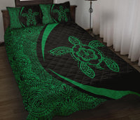 Hawaiian Polynesian Turtle Quilt Bed Set - Circle Style Green - Polynesian Pride