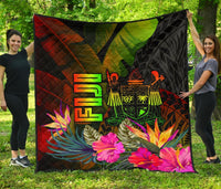 Fiji Polynesian Premium Quilt - Hibiscus and Banana Leaves - Polynesian Pride