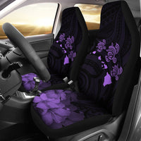 Hawaii Hibiscus Map Polynesian Ancient Violet Turtle Car Set Covers - Polynesian Pride