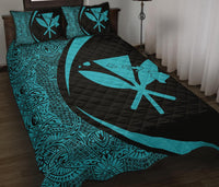 Hawaii Kanaka Polynesian Quilt Bed Set - Circle Style Blue - Polynesian Pride