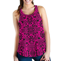 Polynesian Kakau Turtle Pink Women's Racerback Tank Top Pink - Polynesian Pride
