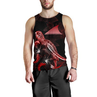 Tokelau Men Tank Top - Turtle With Blooming Hibiscus Red - Polynesian Pride