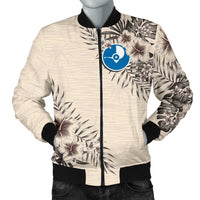 Yap Men's Bomber Jacket - The Beige Hibiscus - Polynesian Pride