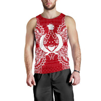 Pohnpei Polynesian Men Tank Top Map Red White Red - Polynesian Pride